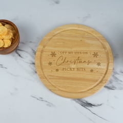 Personalised Circle Chopping Board Engraved Christmas Picky Bits