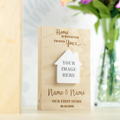 Personalised New Home Wooden Photo Block
