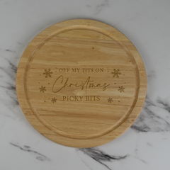 Personalised Circle Chopping Board Engraved Christmas Picky Bits