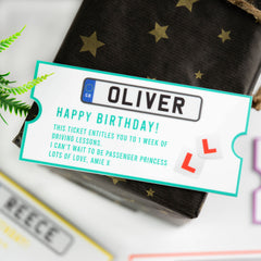 Personalised Printed Number Plate Ticket