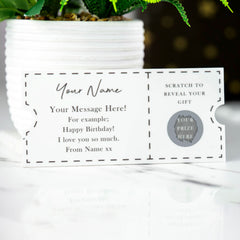 Personalised Printed Scratch to Reveal Gift Ticket