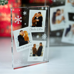 Personalised Printed Polaroid Sllye Glass Effect Photo keepsake Block