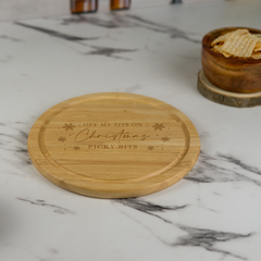 Personalised Circle Chopping Board Engraved Christmas Picky Bits