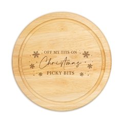 Personalised Circle Chopping Board Engraved Christmas Picky Bits
