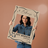 Personalised Hen Do Selfie Frame Sign: Beige Colour 'Last Rodeo' Decoration