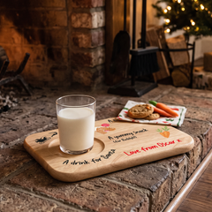 Personalised Christmas Eve Board Treat Tray, Milk and Cookies for Santa & Rudolph Treat