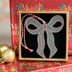 Personalised Bow Pink Red Blue Black Bow Aesthetic Christmas Tree Ornament Bauble Cute Decoration