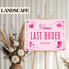 Personalised printed Hen Do Welcome Sign Last Rodeo Pink