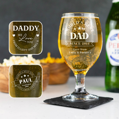 Personalised Engraved Father's Day Stemmed Beer Glass