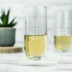 Personalised Engraved Stemless Champagne Flute