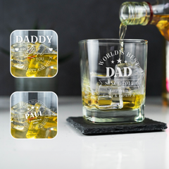 Personalised Engraved Father's Day Square Whiskey Glass
