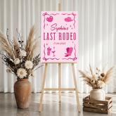 Personalised printed Hen Do Welcome Sign Last Rodeo Pink