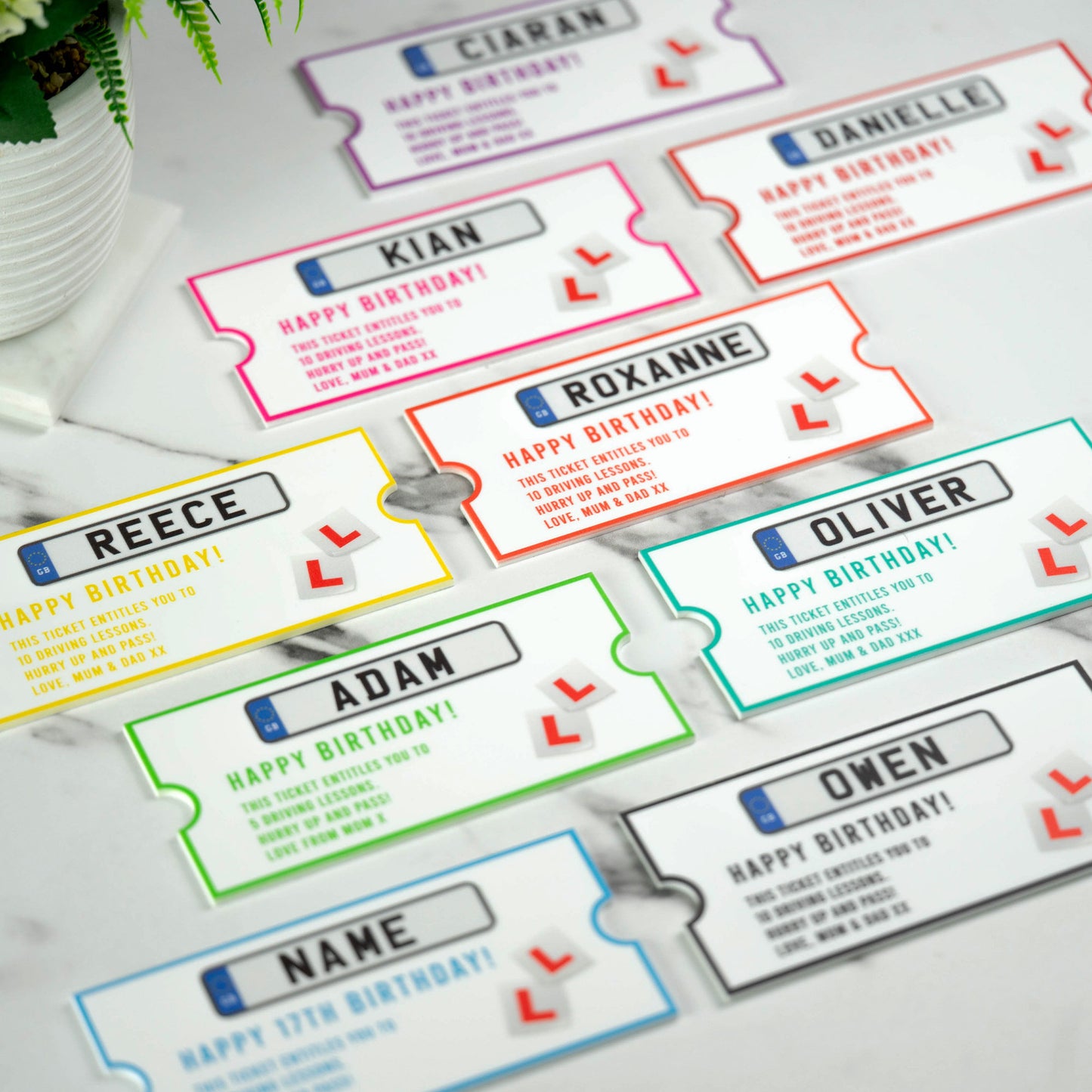 Personalised Printed Number Plate Ticket