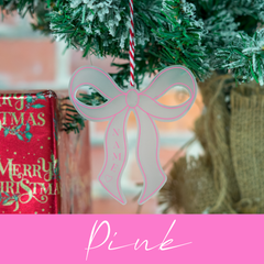 Personalised Bow Pink Red Blue Black Bow Aesthetic Christmas Tree Ornament Bauble Cute Decoration