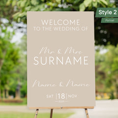 Personalised Printed Wedding Welcome Sign