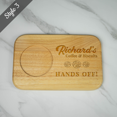 Personalised Engraved Wooden Tea and Biscuits, Coffee and cake board