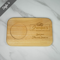 Personalised Engraved Wooden Tea and Biscuits, Coffee and cake board