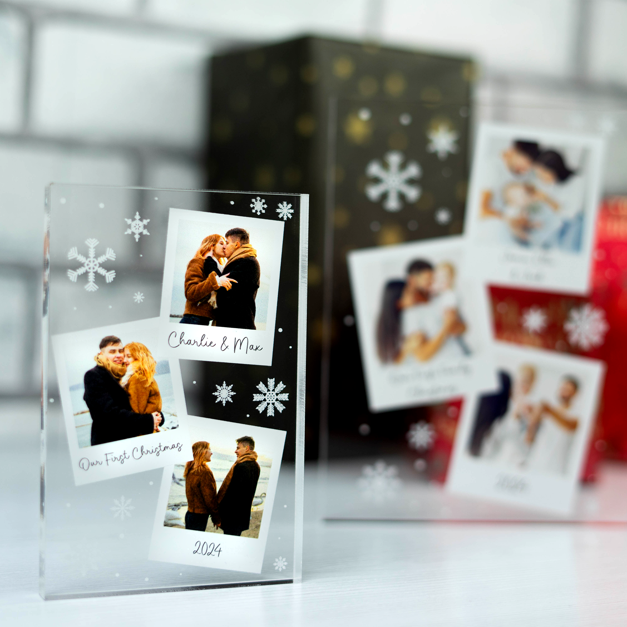 Personalised Printed Polaroid Sllye Glass Effect Photo keepsake Block