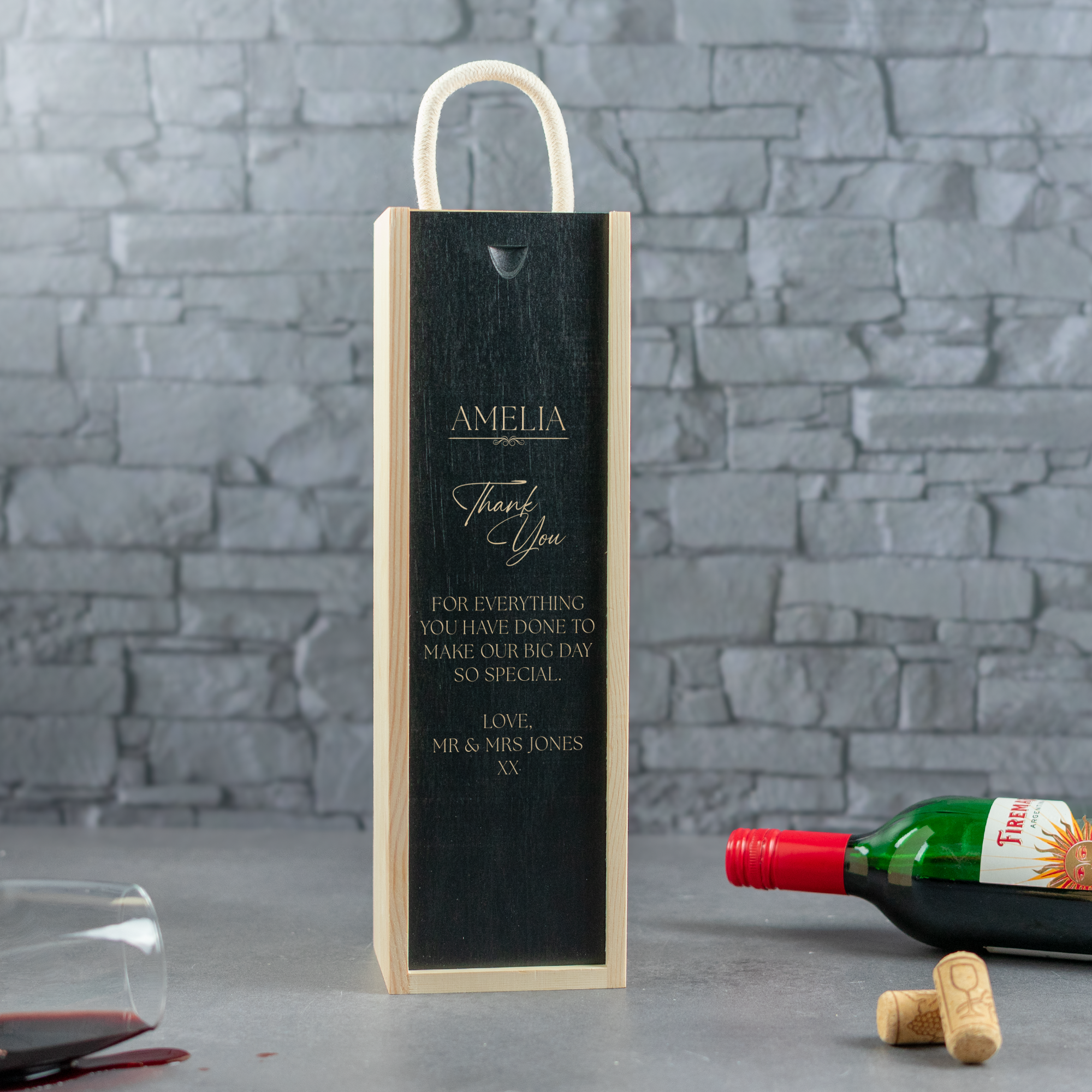 Personalised Printed Thank You Wine Box