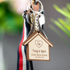 Personalised New Home Wooden Keyring