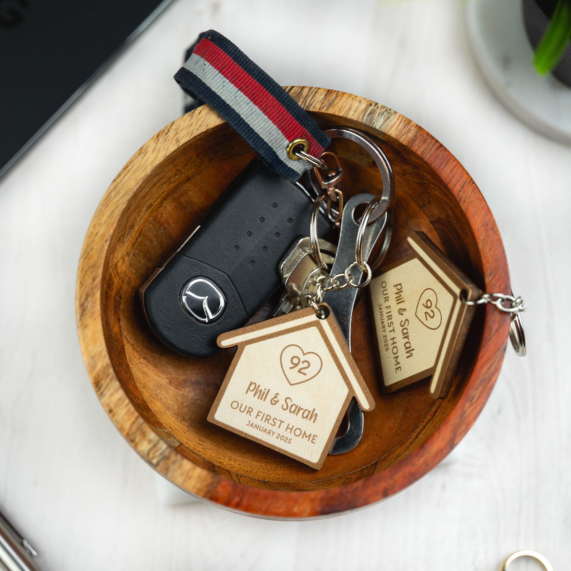 Personalised New Home Wooden Keyring