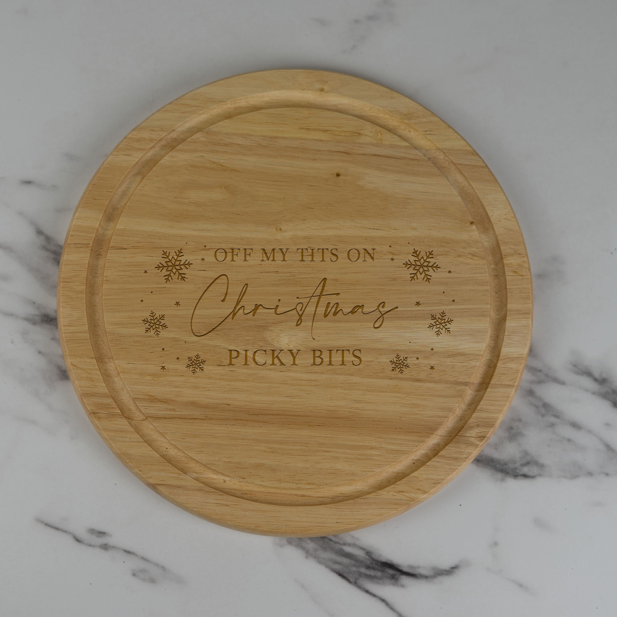 Personalised Circle Chopping Board Engraved Christmas Picky Bits
