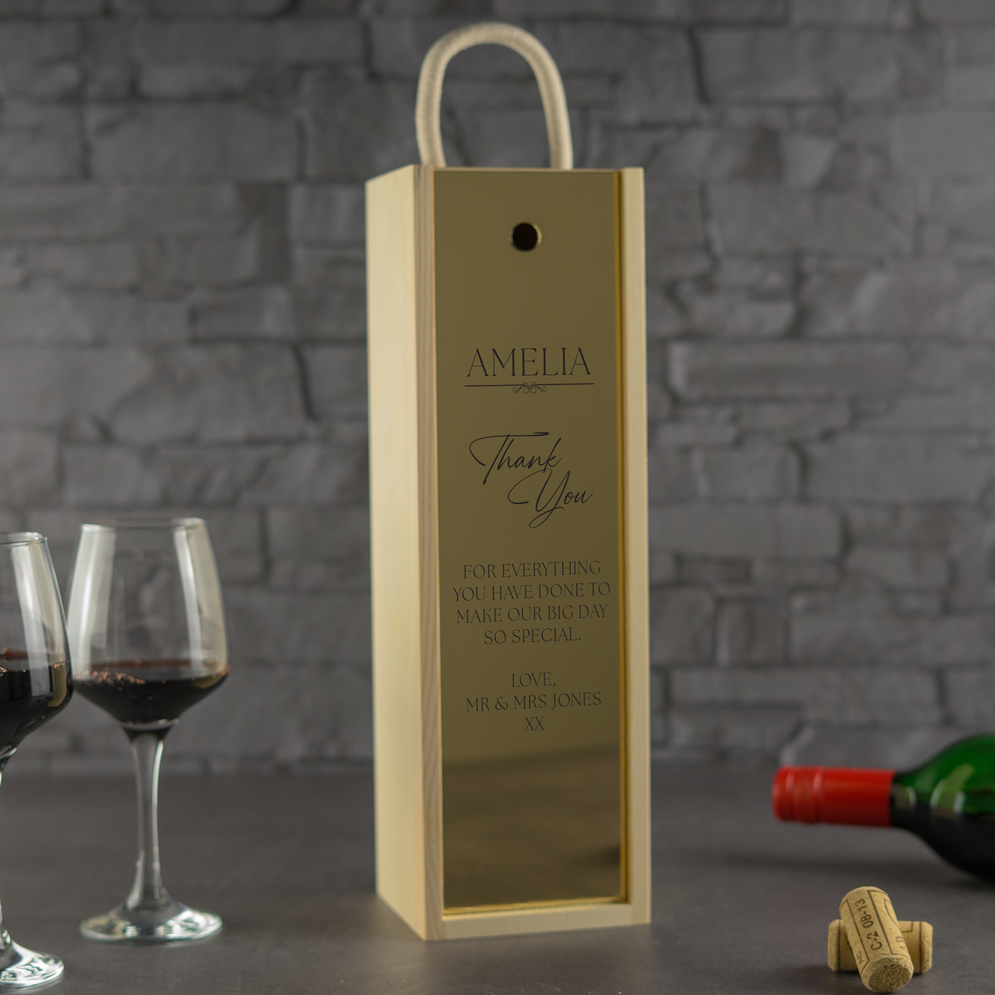Personalised Printed Thank You Wine Box