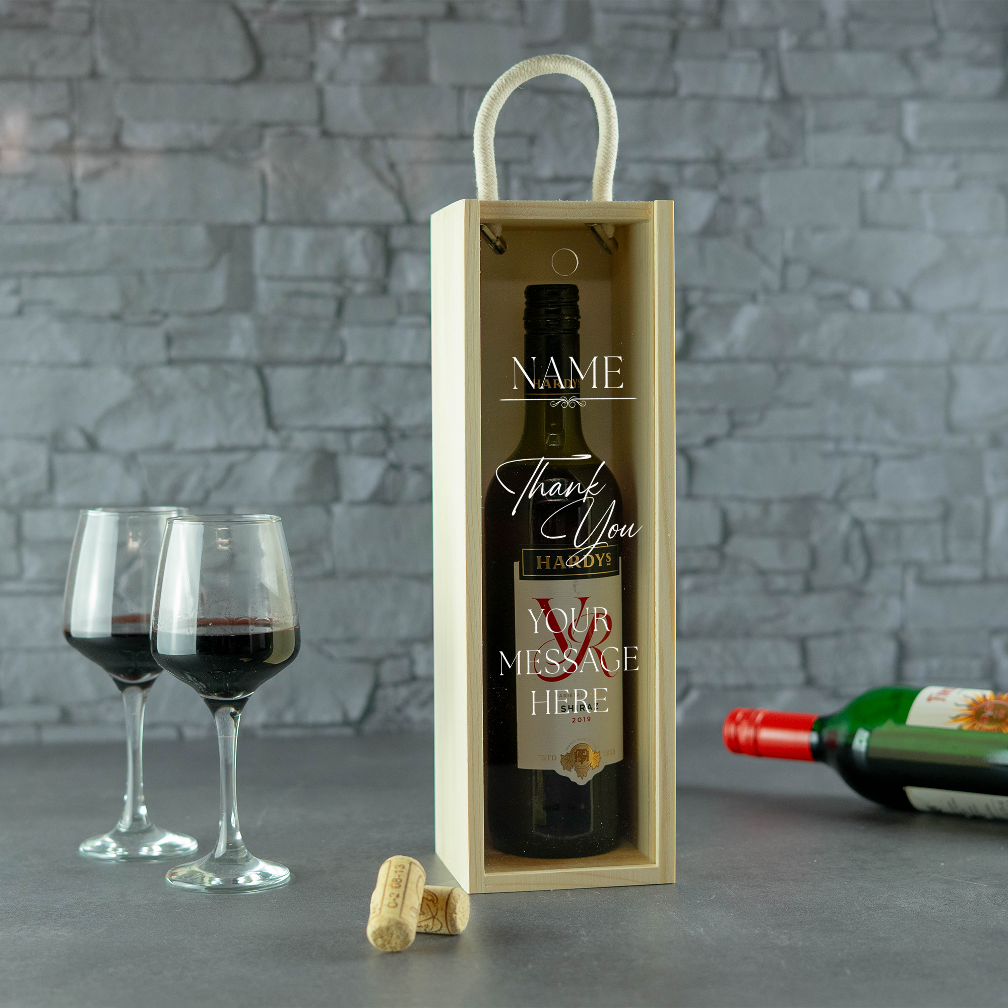 Personalised Printed Thank You Wine Box