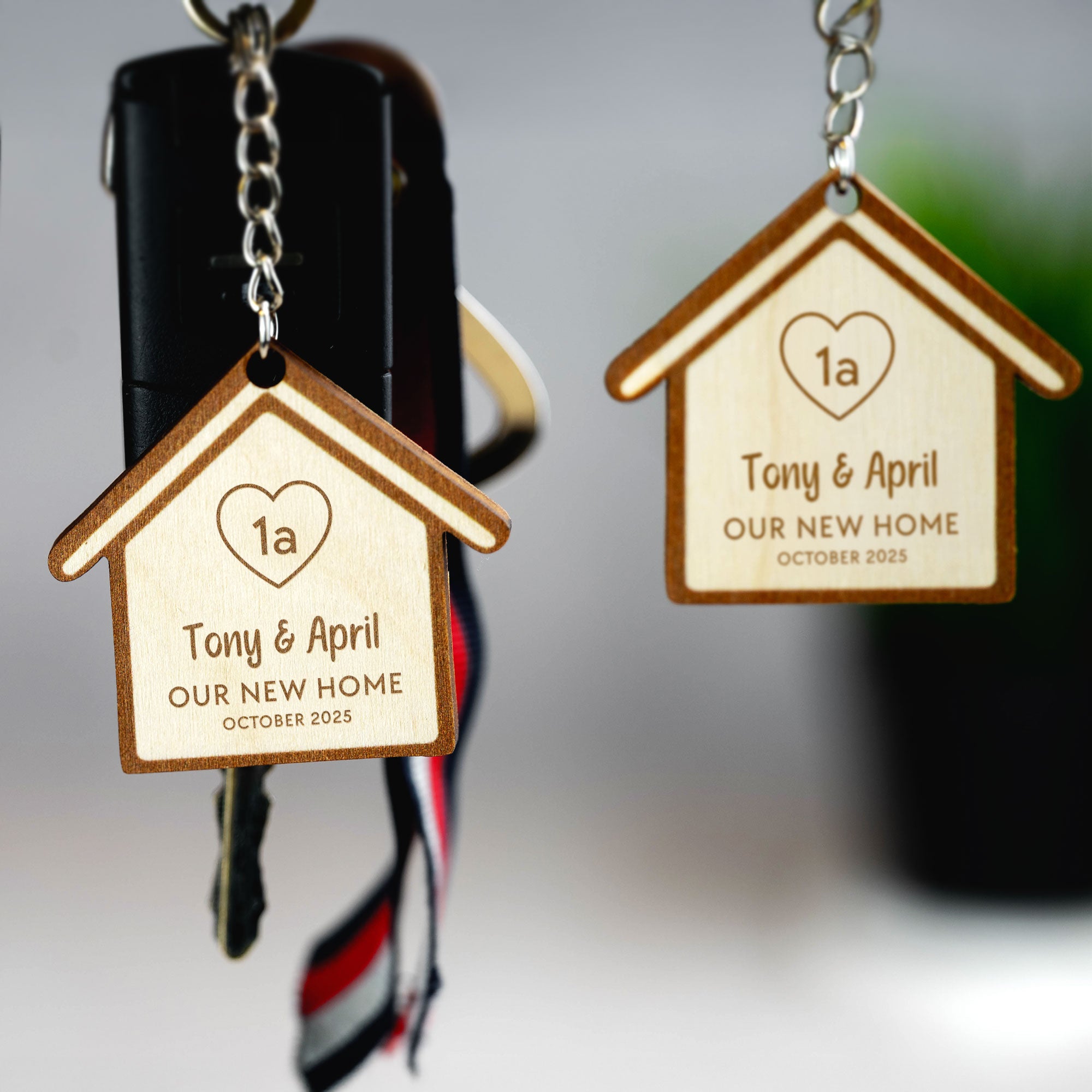 Personalised New Home Wooden Keyring