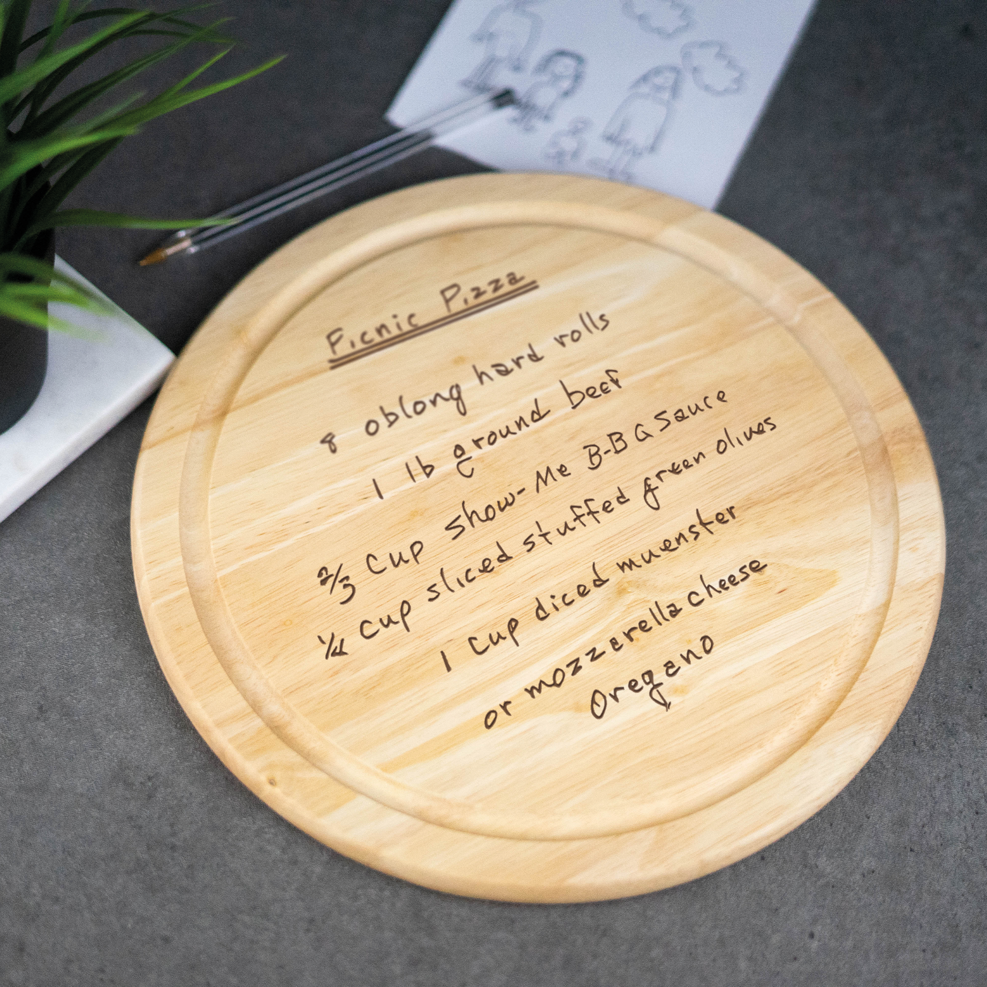 Engraved Custom Handwriting Circle Board