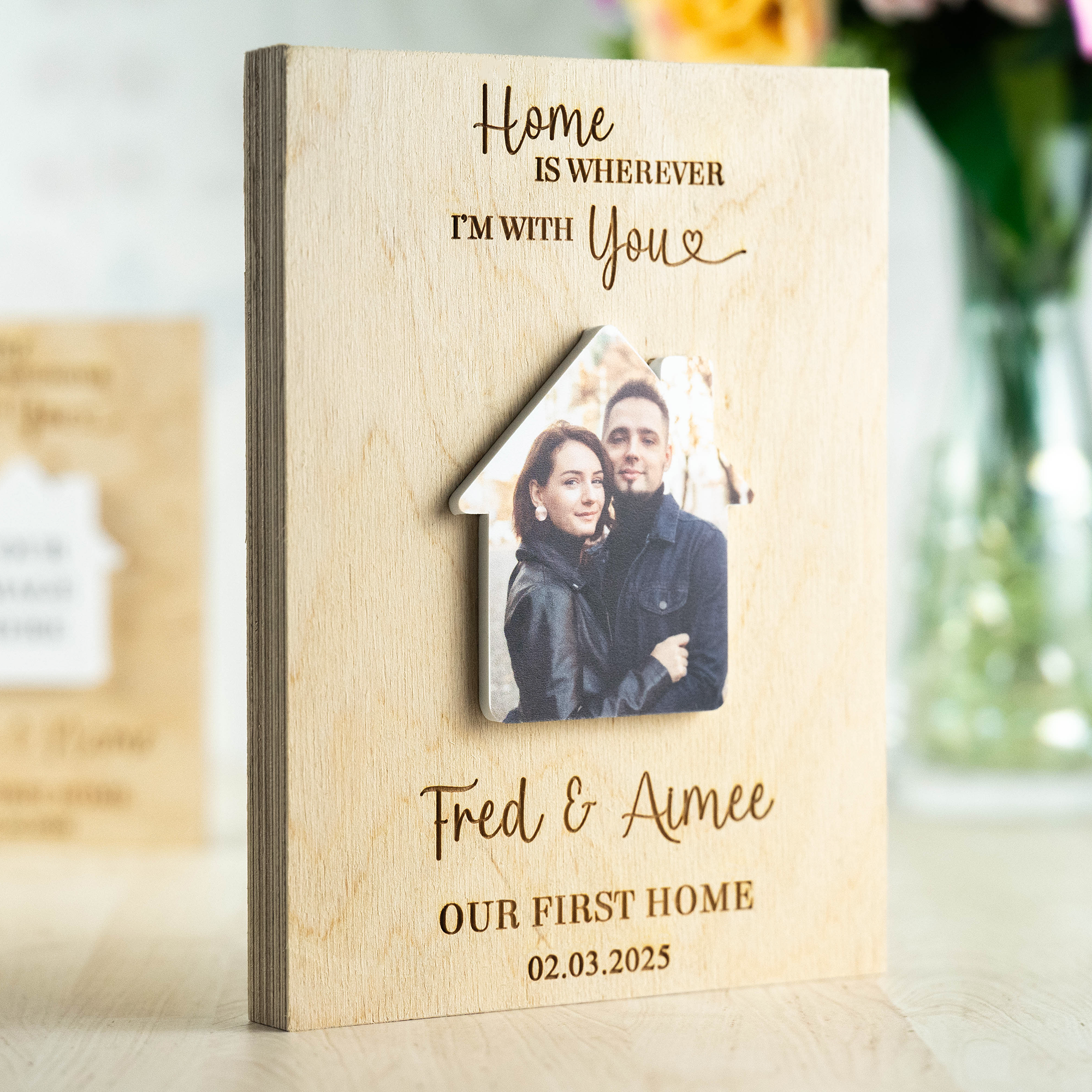 Personalised New Home Wooden Photo Block