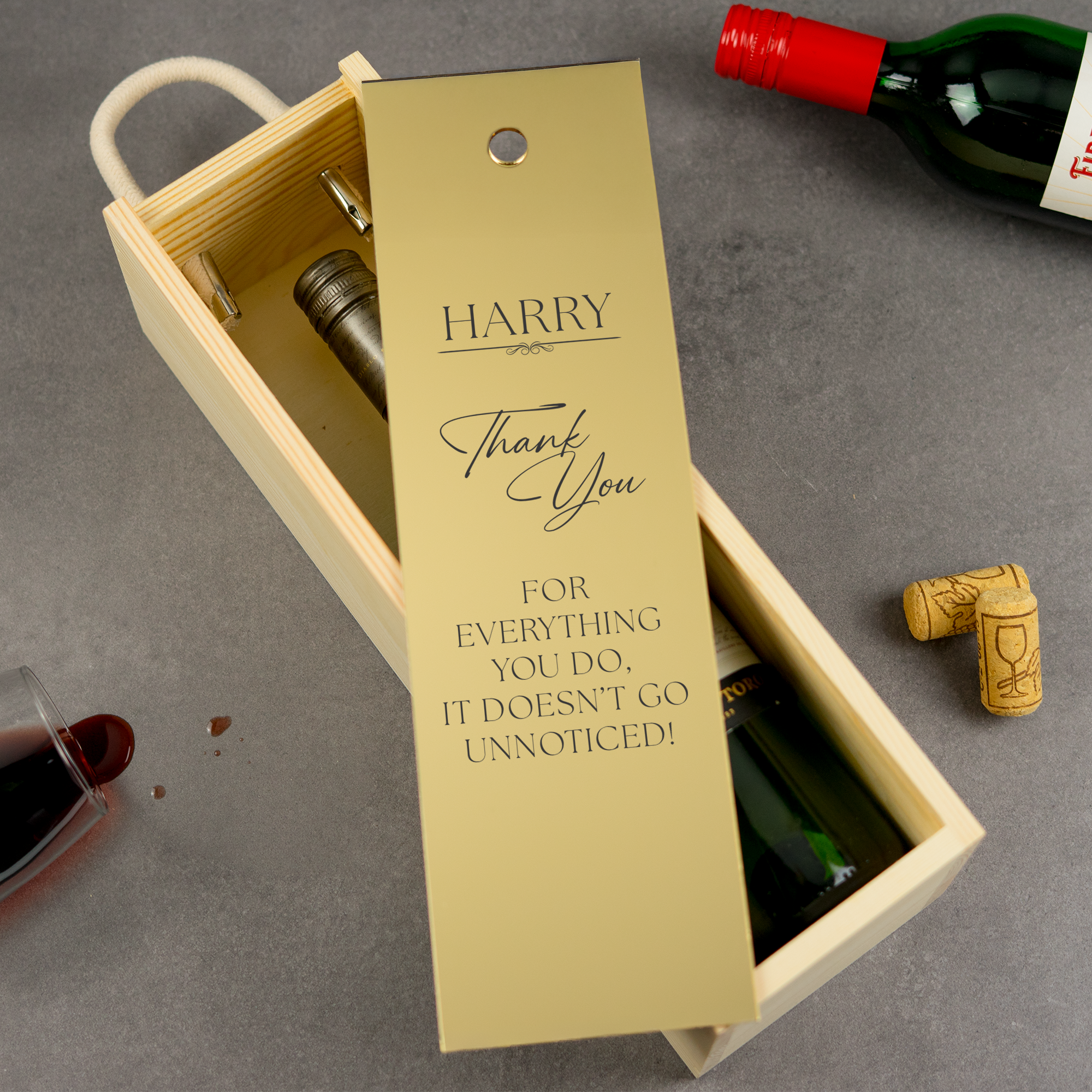 Personalised Printed Thank You Wine Box