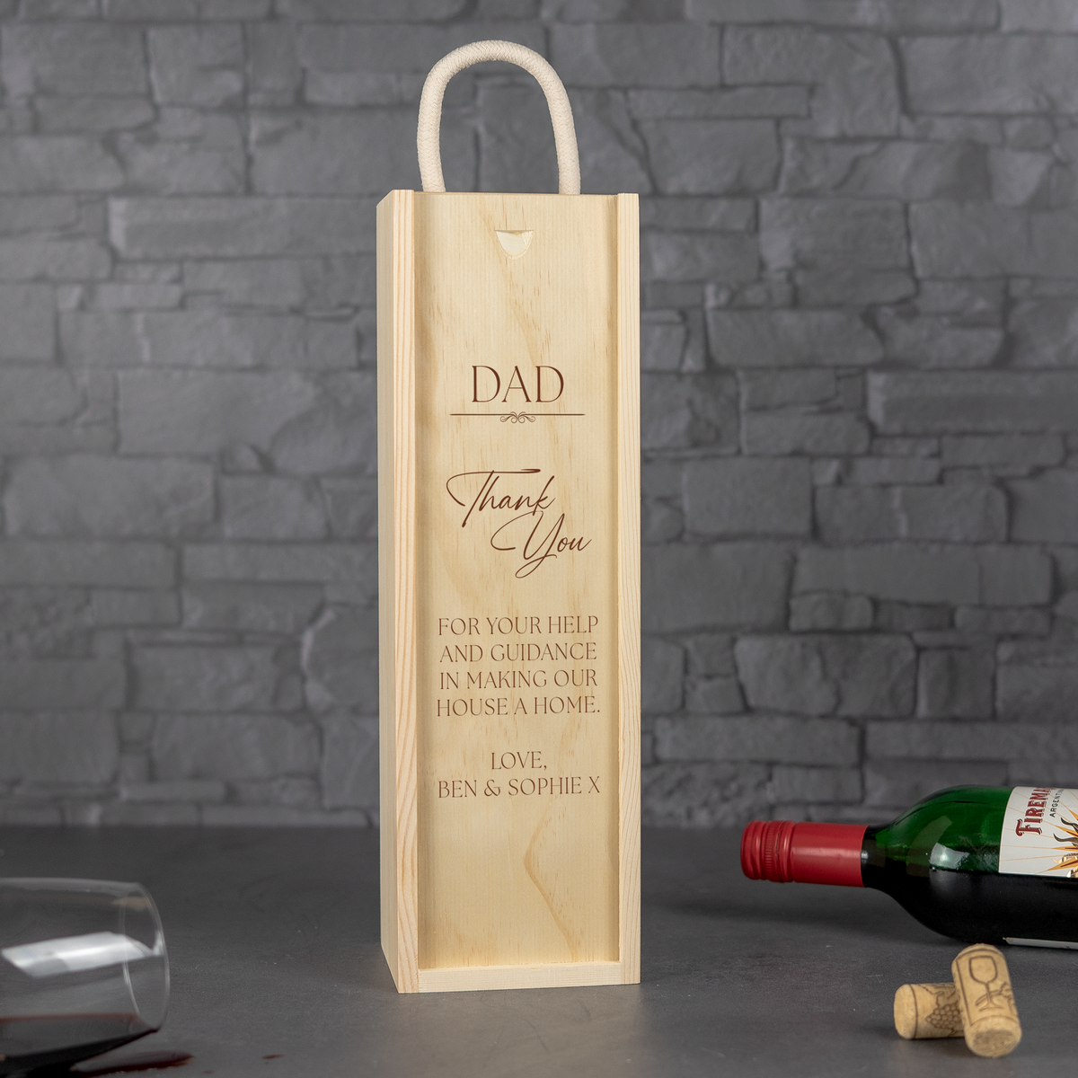 Personalised Printed Thank You Wine Box