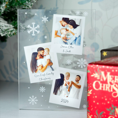 Personalised Printed Polaroid Sllye Glass Effect Photo keepsake Block