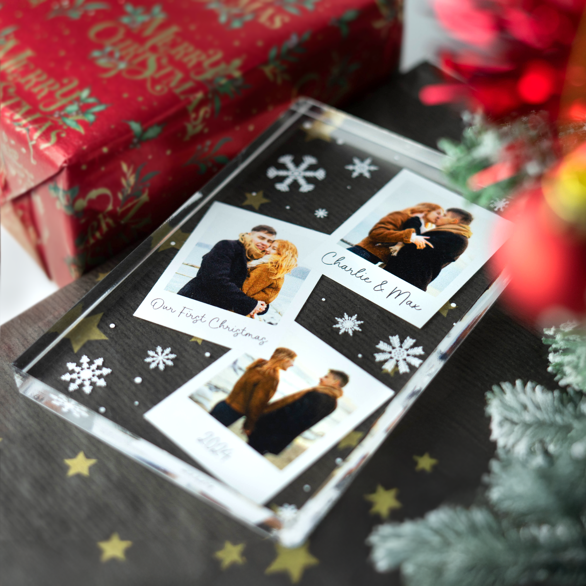 Personalised Printed Polaroid Sllye Glass Effect Photo keepsake Block