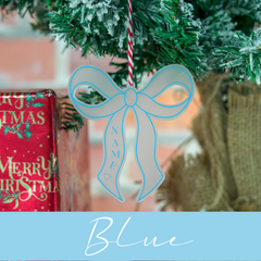 Personalised Bow Pink Red Blue Black Bow Aesthetic Christmas Tree Ornament Bauble Cute Decoration