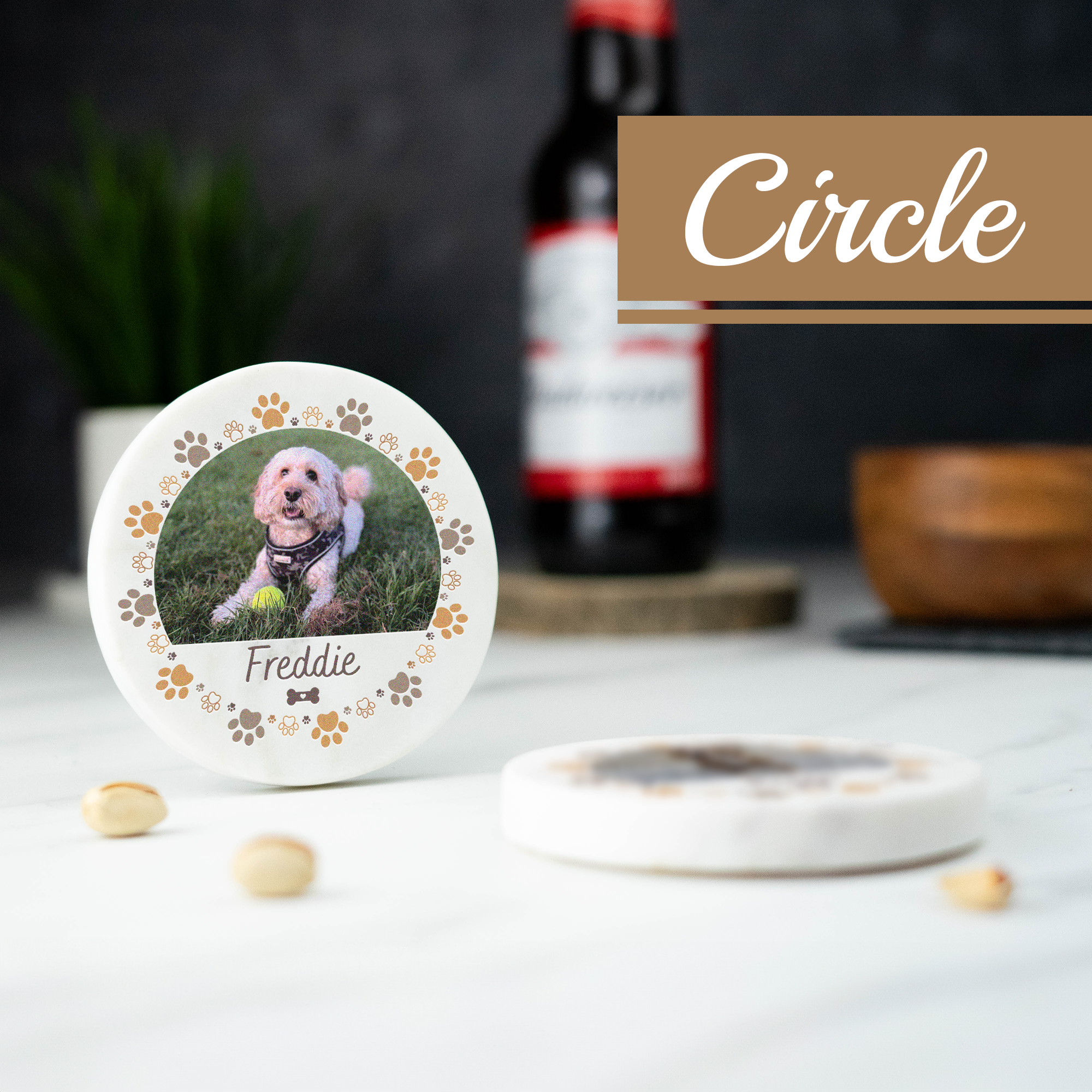 Personalised Own Image and Text Pet Marble Coaster