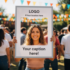 Customisable Selfie Frame Bespoke Corporate Own Logo Business effect