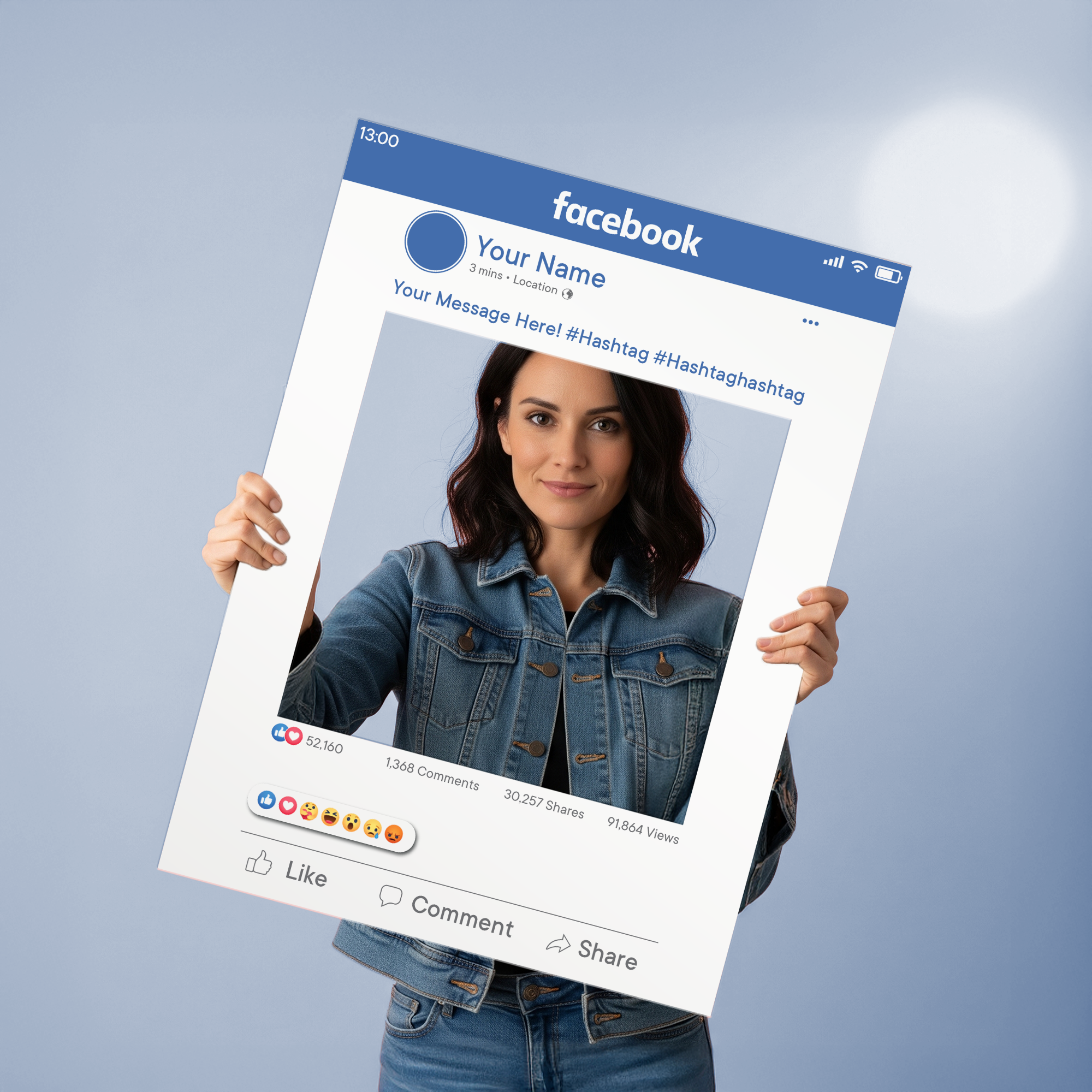 Customisable Social Media Selfie Frame; Facebook, Instagram, TikTok, LinkedIn, Twitter X,