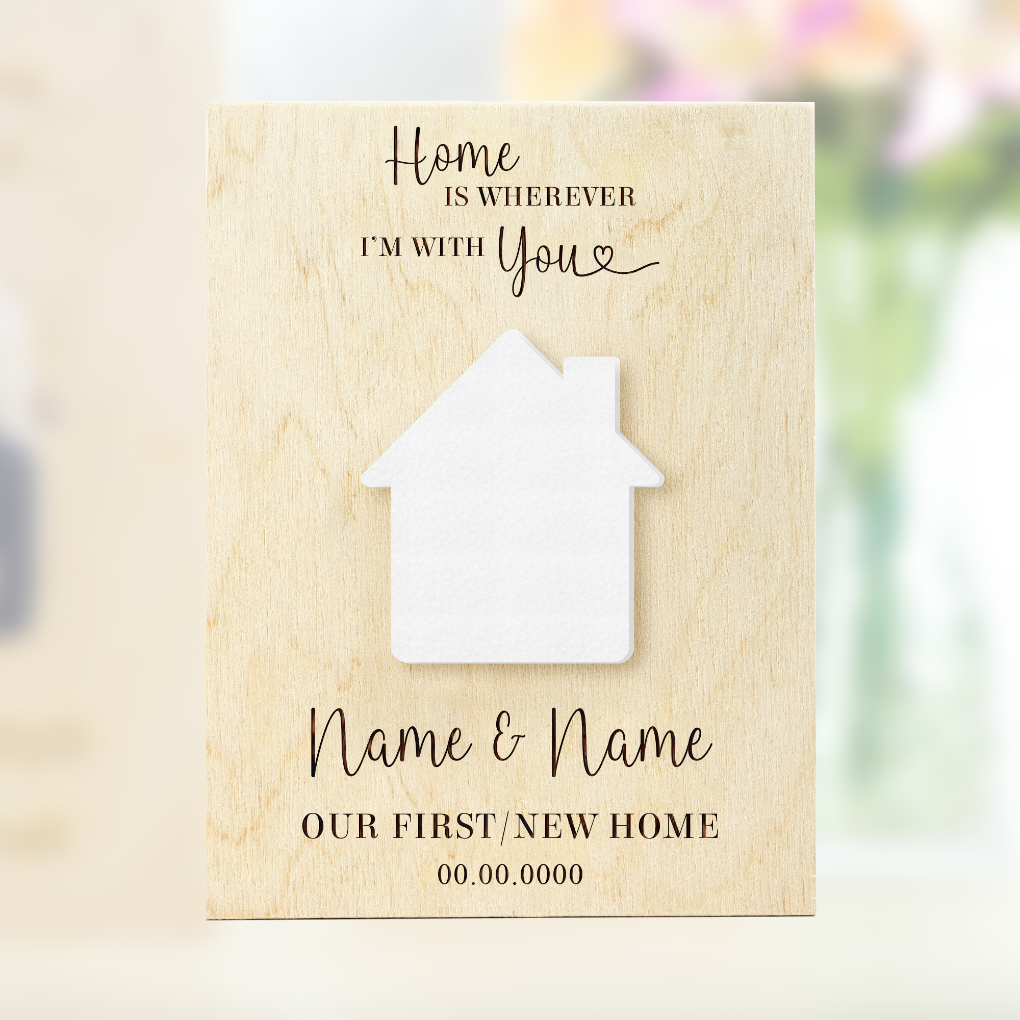 Personalised New Home Wooden Photo Block