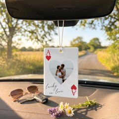 Personalised Photo Car Ornament Lucky in Love Playing Card