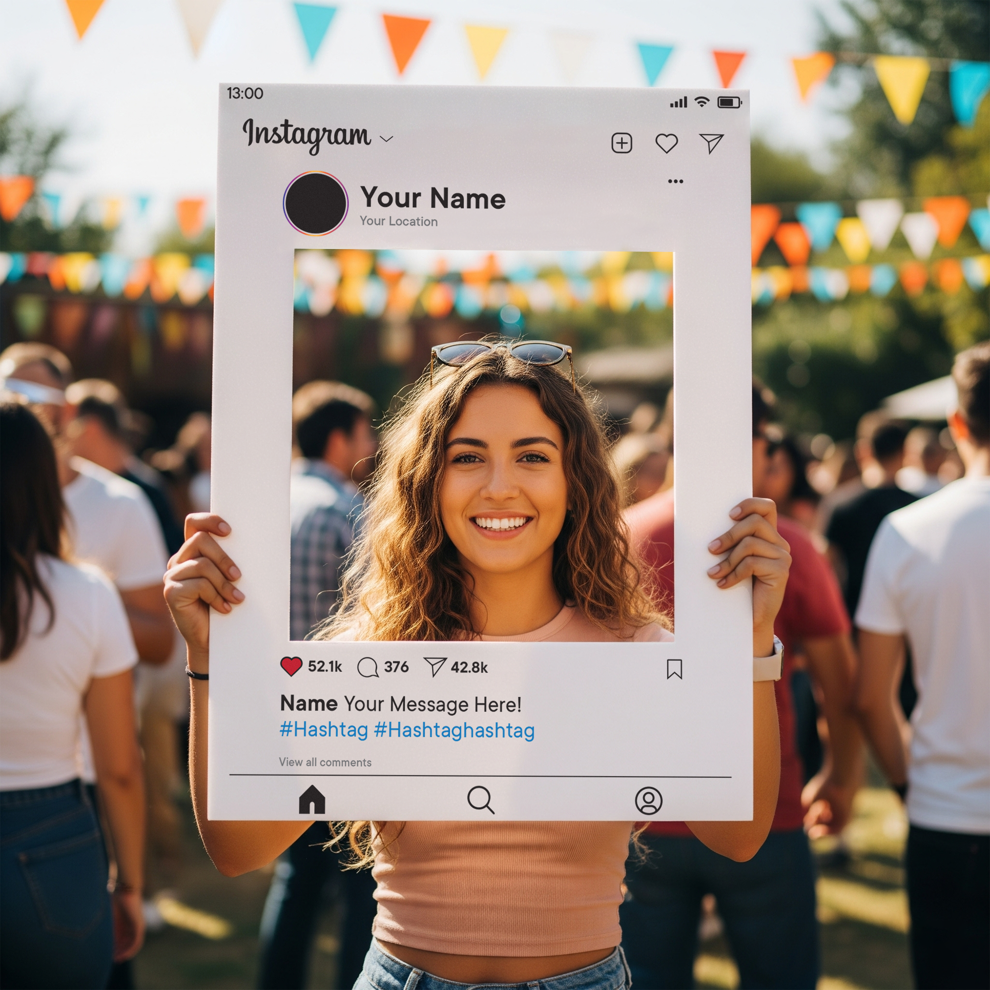 Customisable Social Media Selfie Frame; Facebook, Instagram, TikTok, LinkedIn, Twitter X,