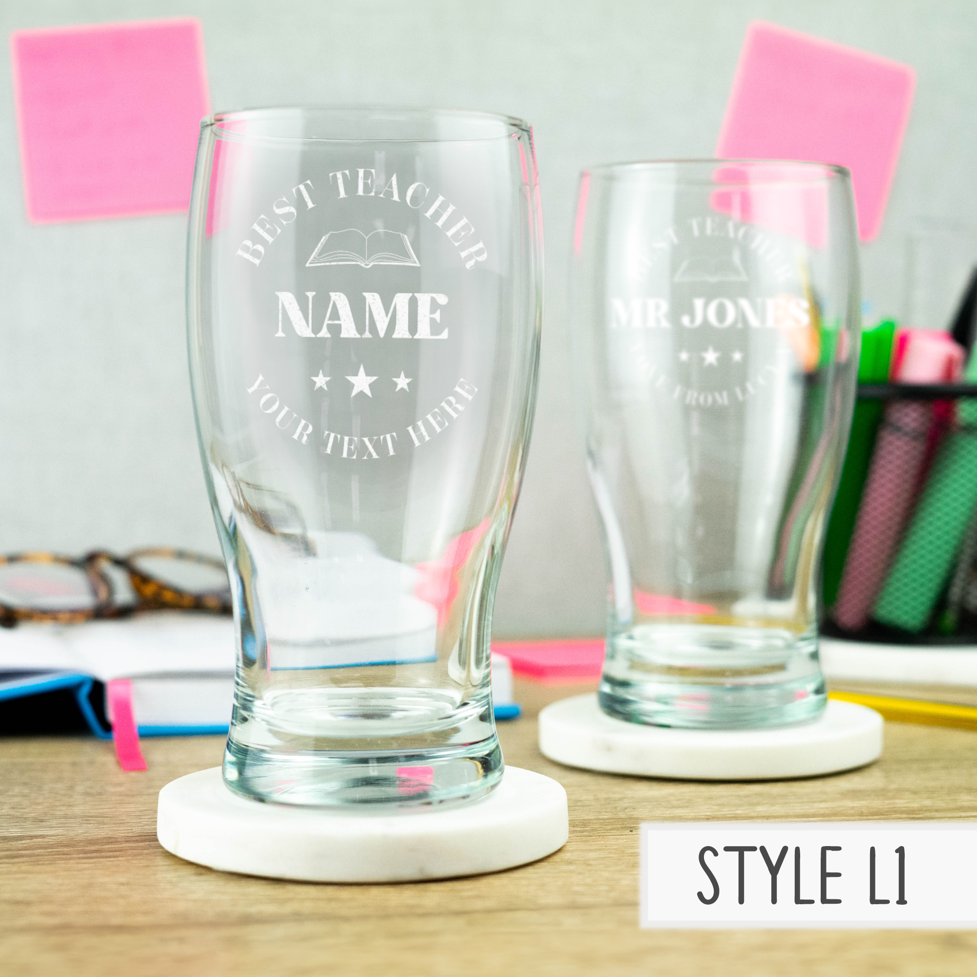Personalised Engraved Teacher Glass - Pint, Gin, Champagne, Hiball and Glass Mug