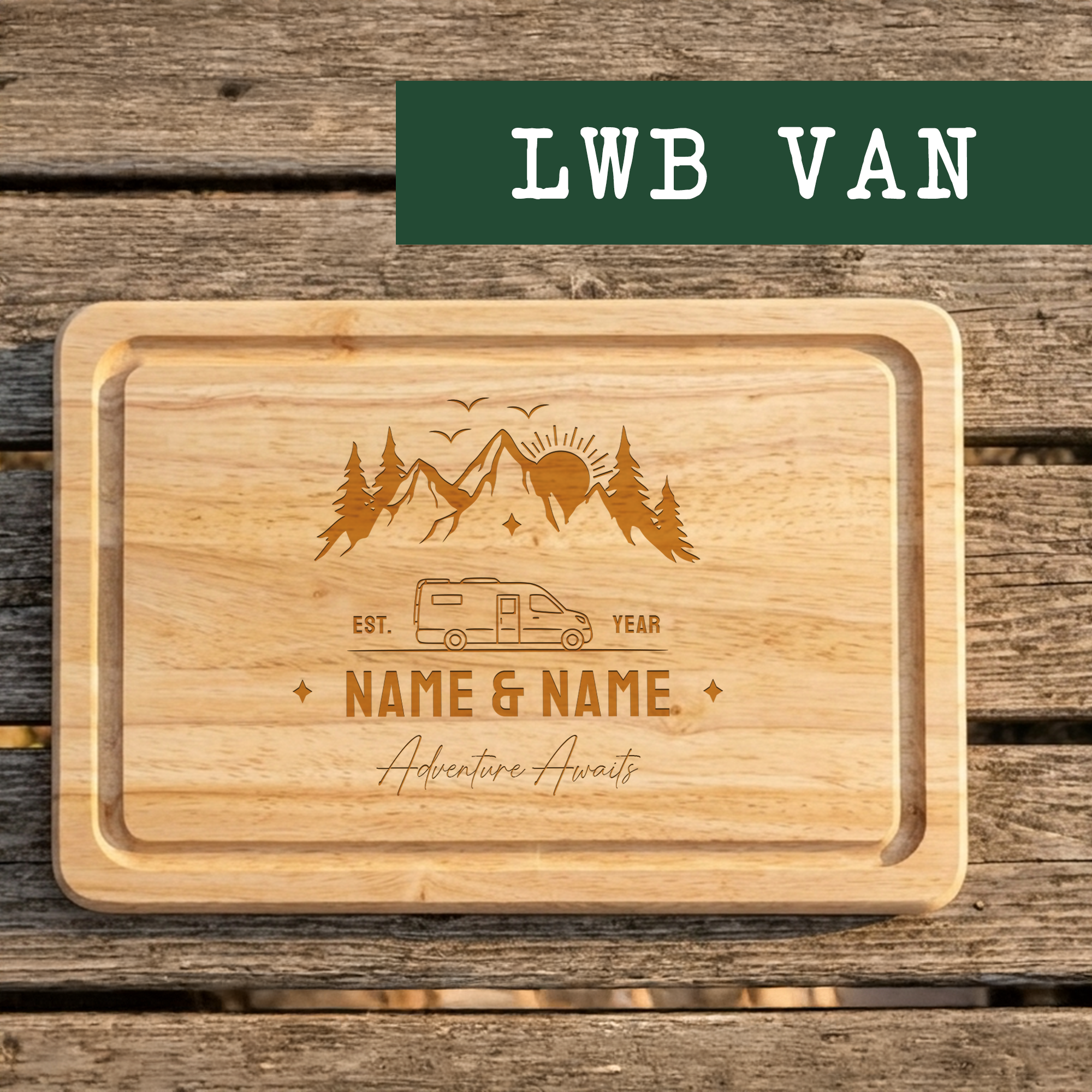 Personalised Engraved Camping Chopping Board Campervan, Camper, Motorhome, Caravan, Tent, Van Life