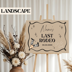 Personalised printed Hen Do Welcome Sign Last Rodeo Beige
