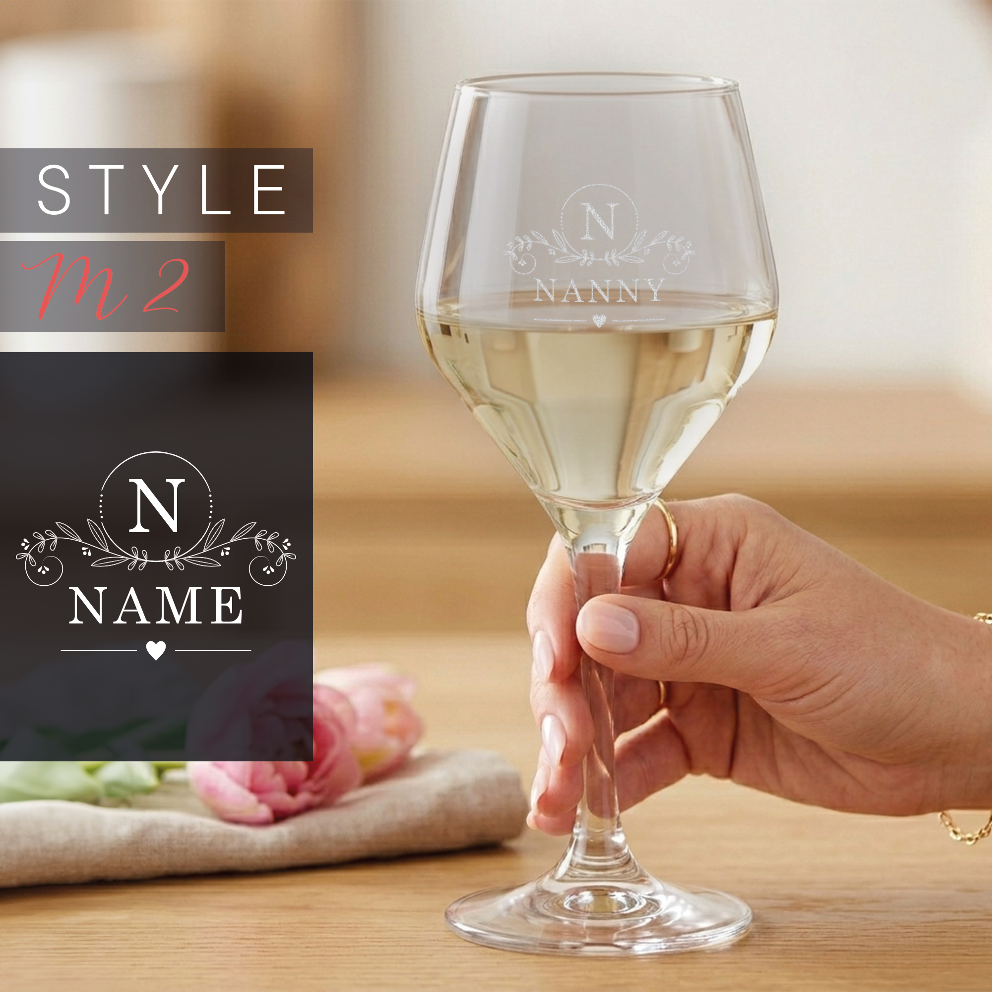Personalised Mothers Day White Wine Glass