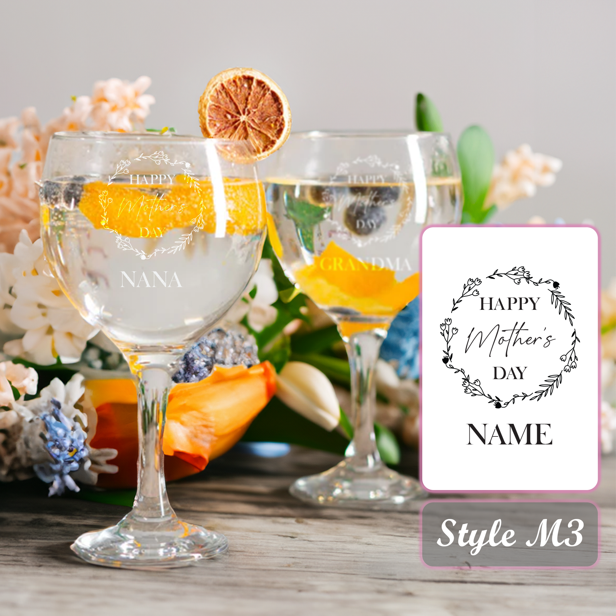 Personalised Engraved Mother's Day Gin Glass
