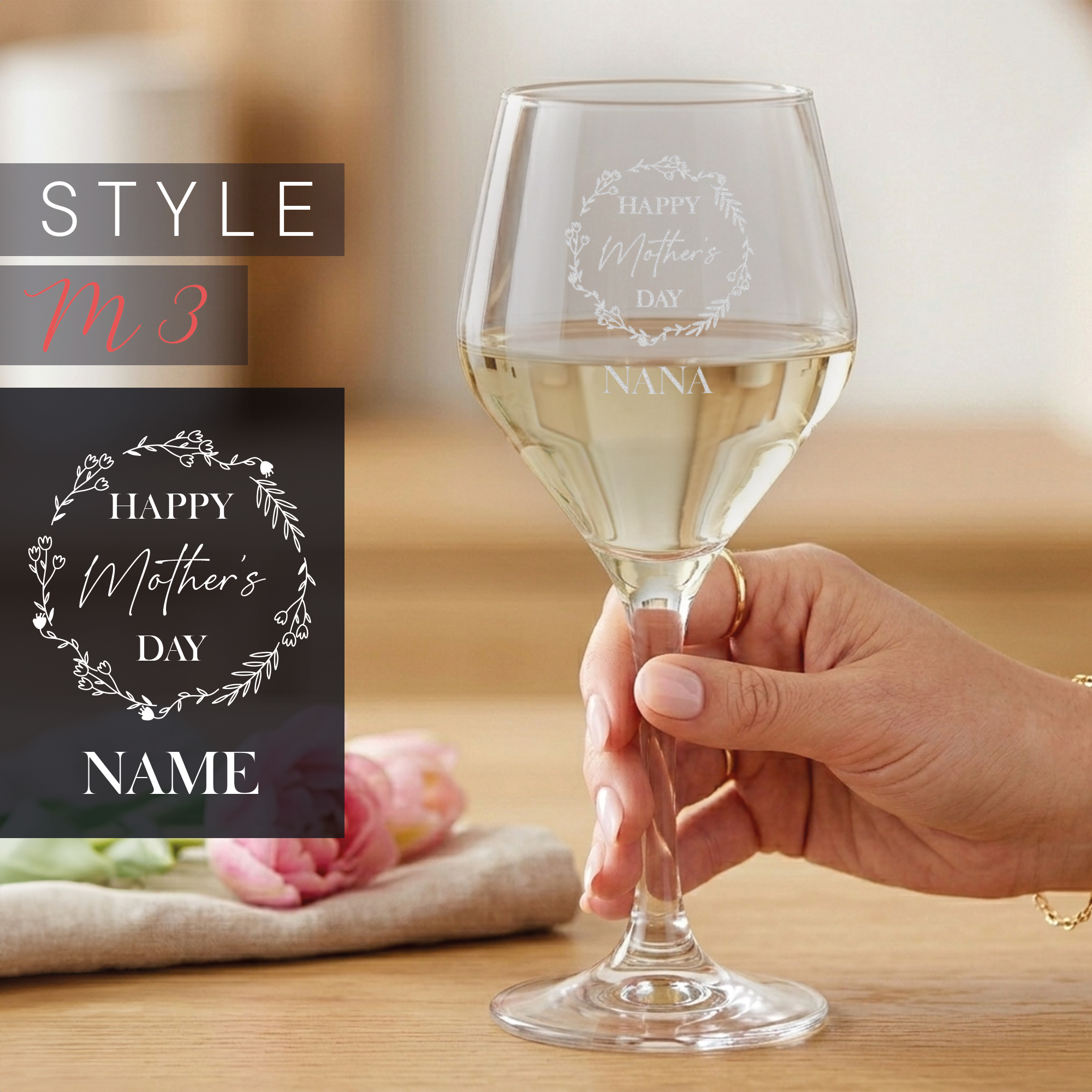 Personalised Mothers Day White Wine Glass
