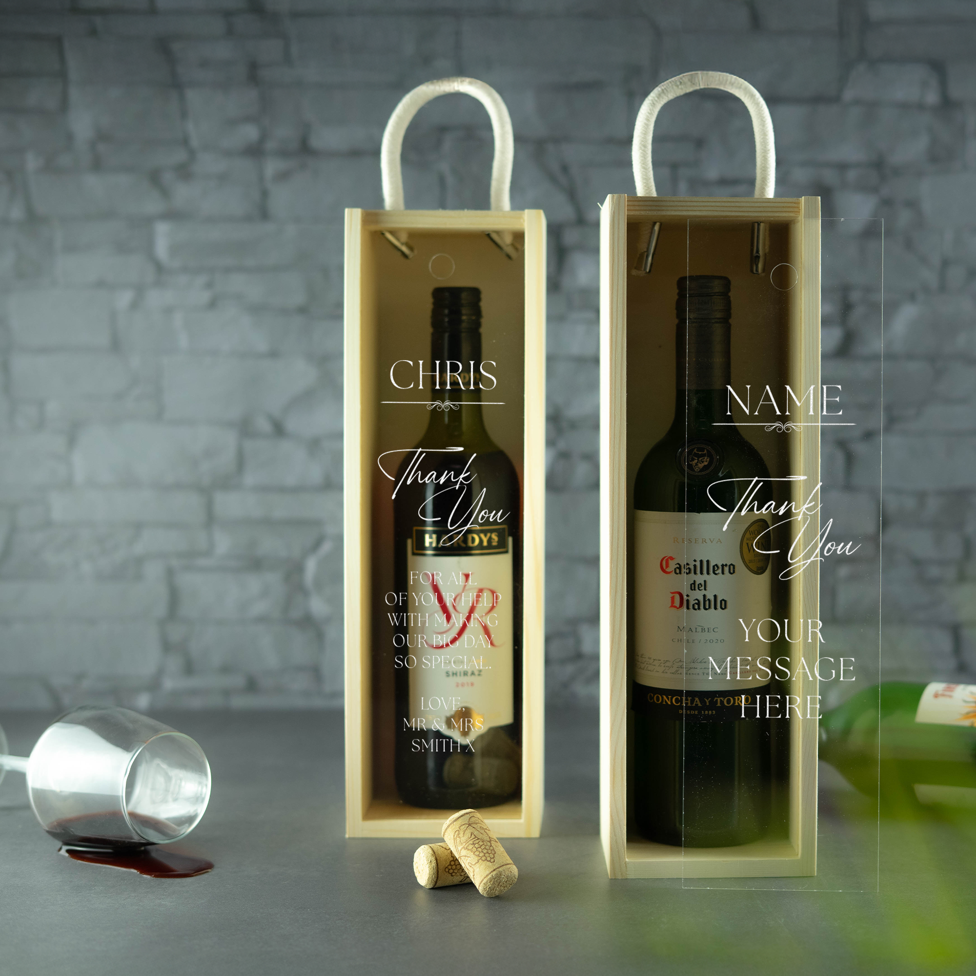 Personalised Printed Thank You Wine Box