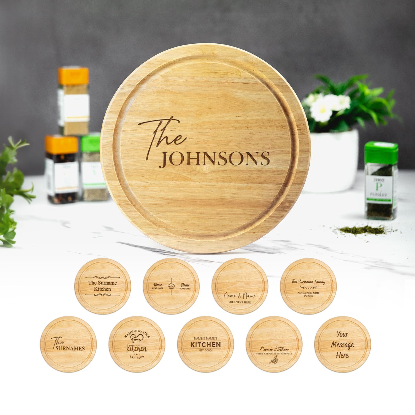 Personalised Engraved Circle Chopping Board